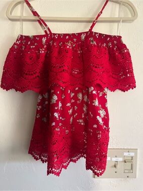 Red floral top